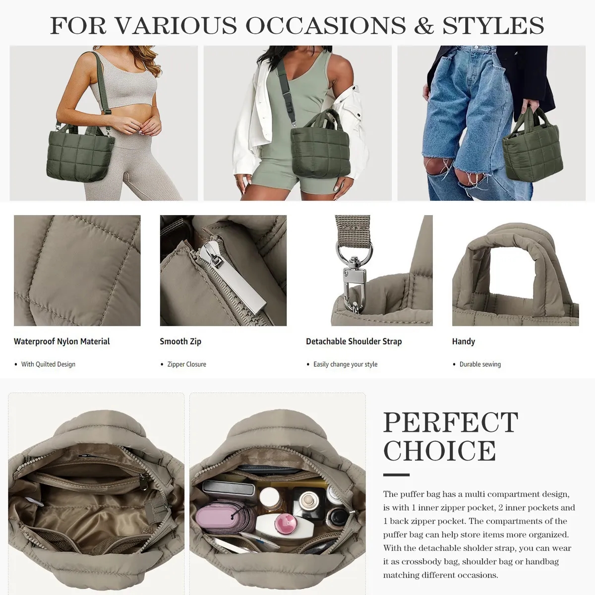 Puffer Tote Bag with Adjustable Strap 3