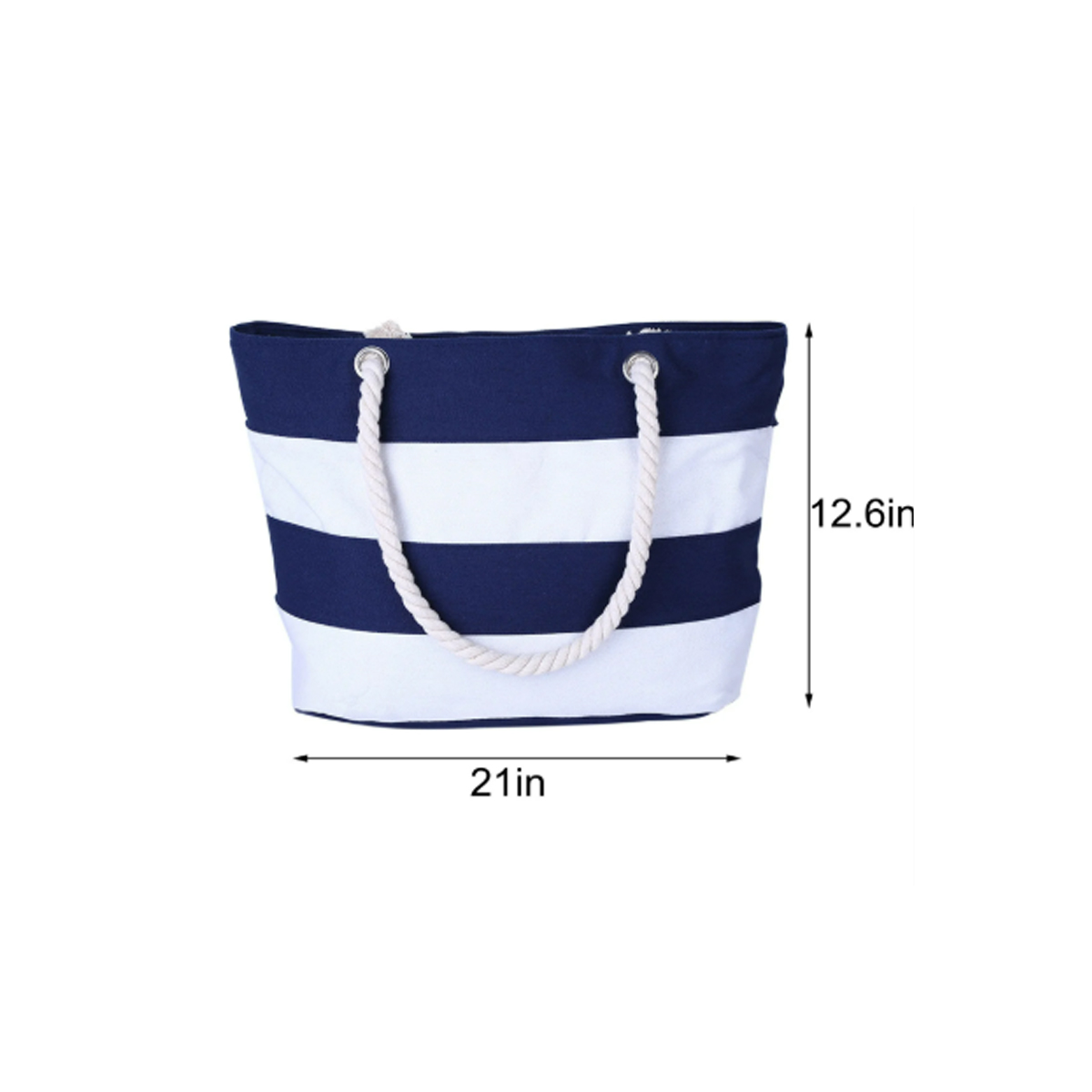 Striped Canvas Beach Tote Bag with Rope Handles 5