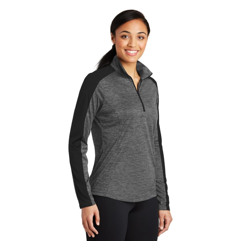 Sport-Tek Women's PosiCharge Electric Heather Colorblock 1/4-Zip Pullover. 15