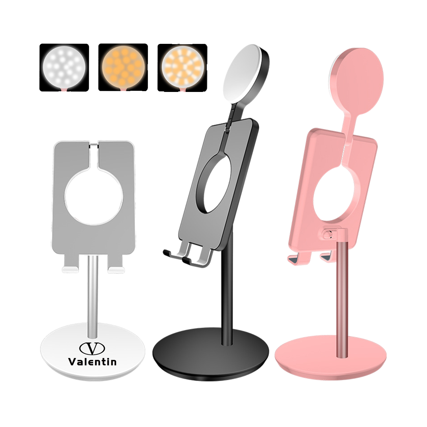 Mobile Phone Holder With Led Fill Selfie Light 2