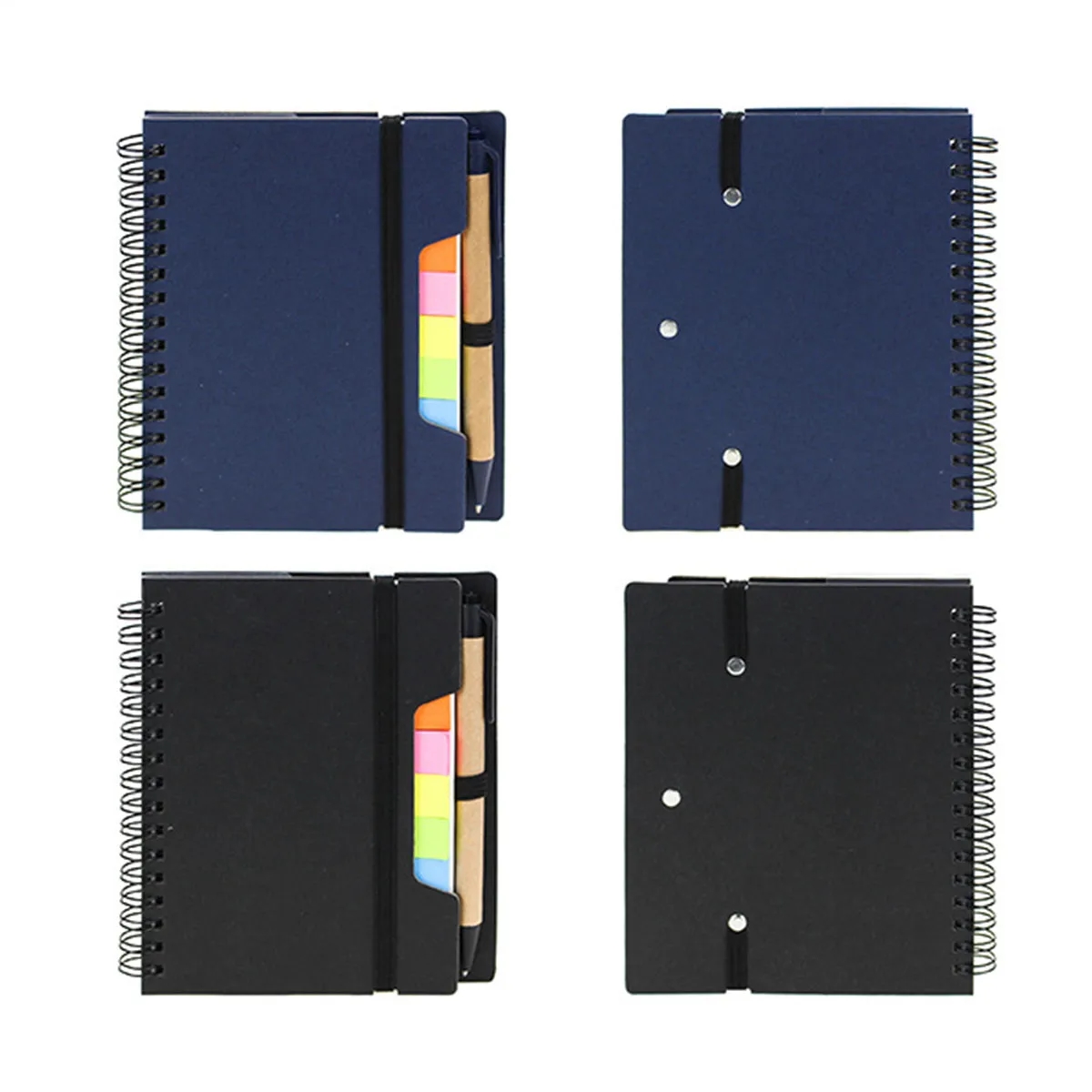 Spiral Lined Kraft Paper Bookmark Notebook with Pen Holder 2