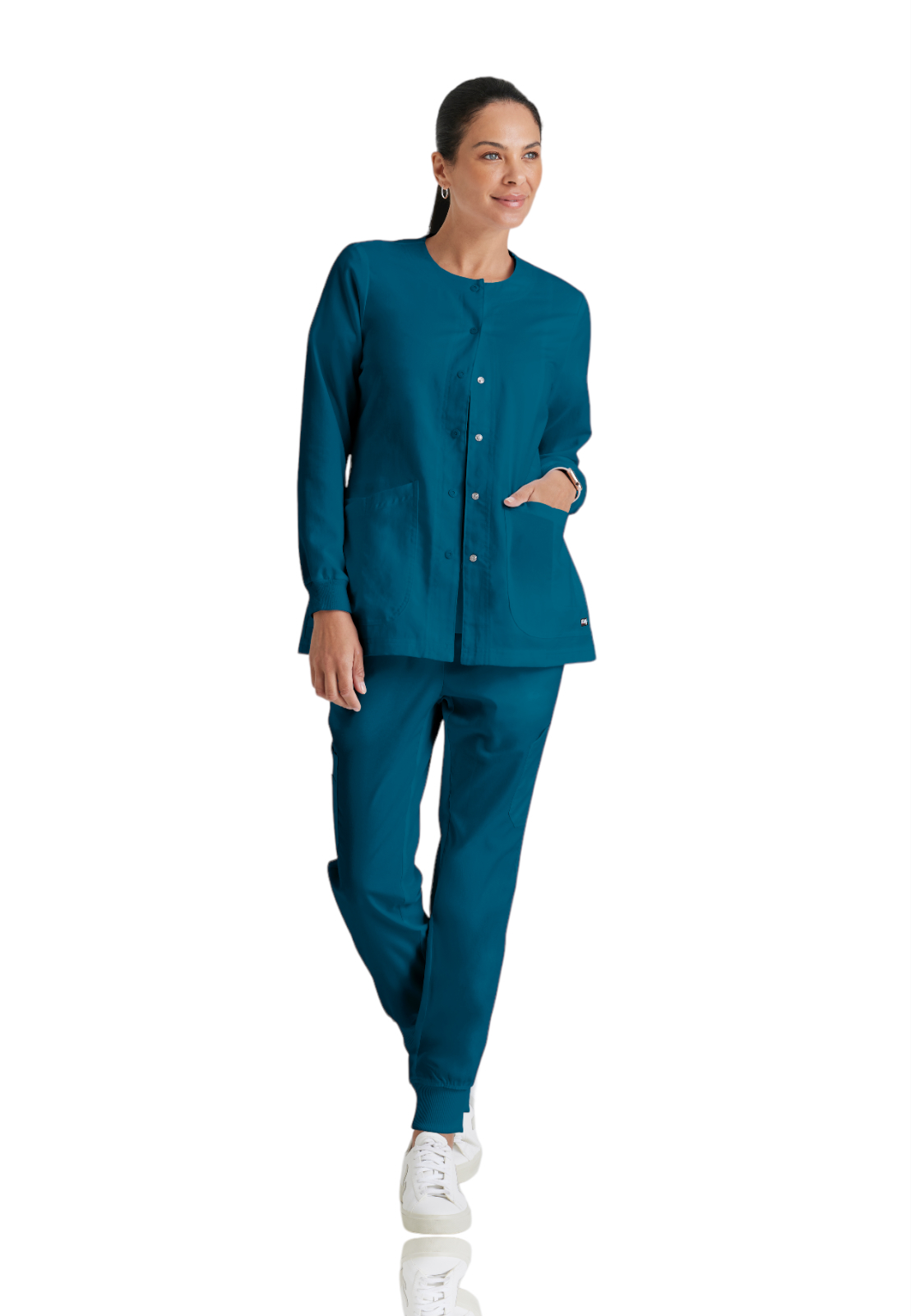 Grey's Anatomy - Classic - Women's Four-Pocket Snap Front Jamie Warm Up Scrub Jacket 19