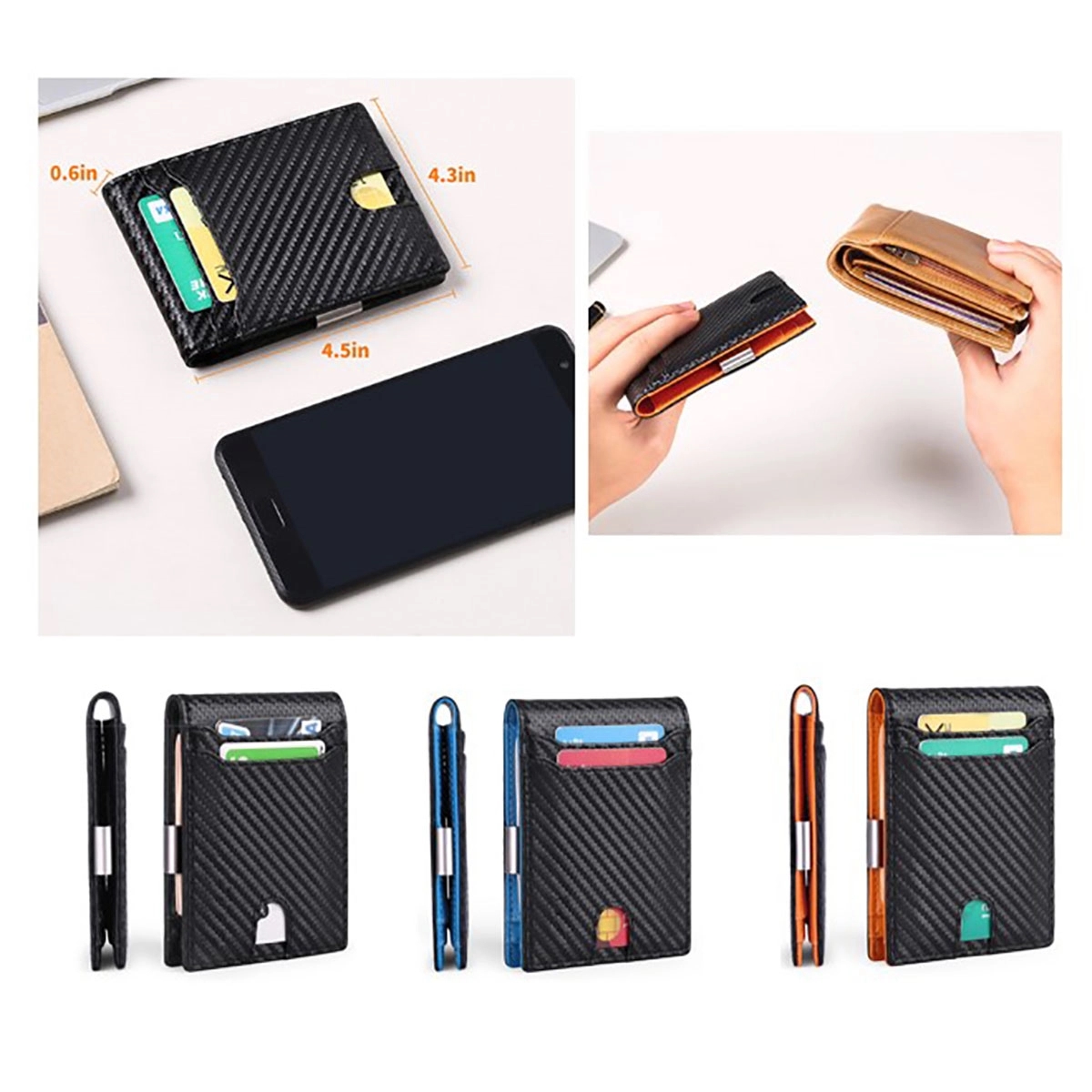 Mens Slim Wallet With Money Clip 4