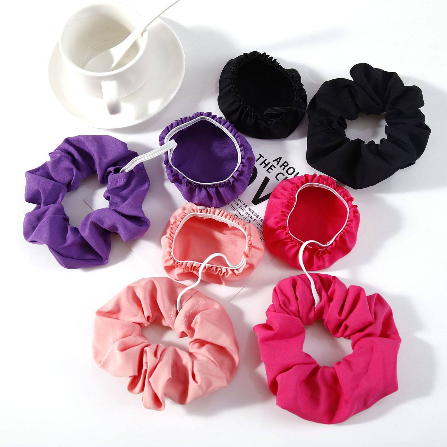 Elastic rubber hair rope scrunchie cup cover set 3
