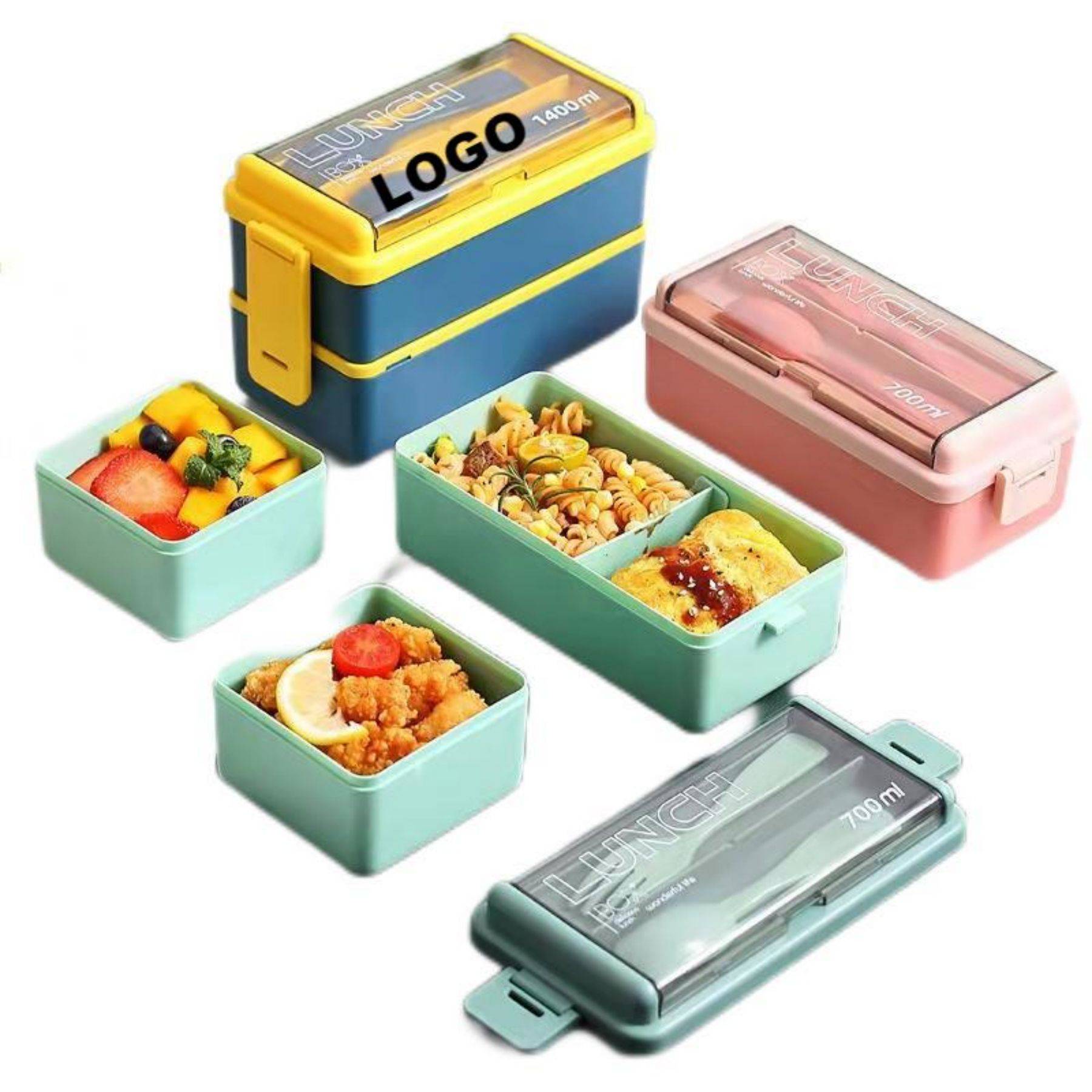 Fashionable double-layer plastic lunch box 2