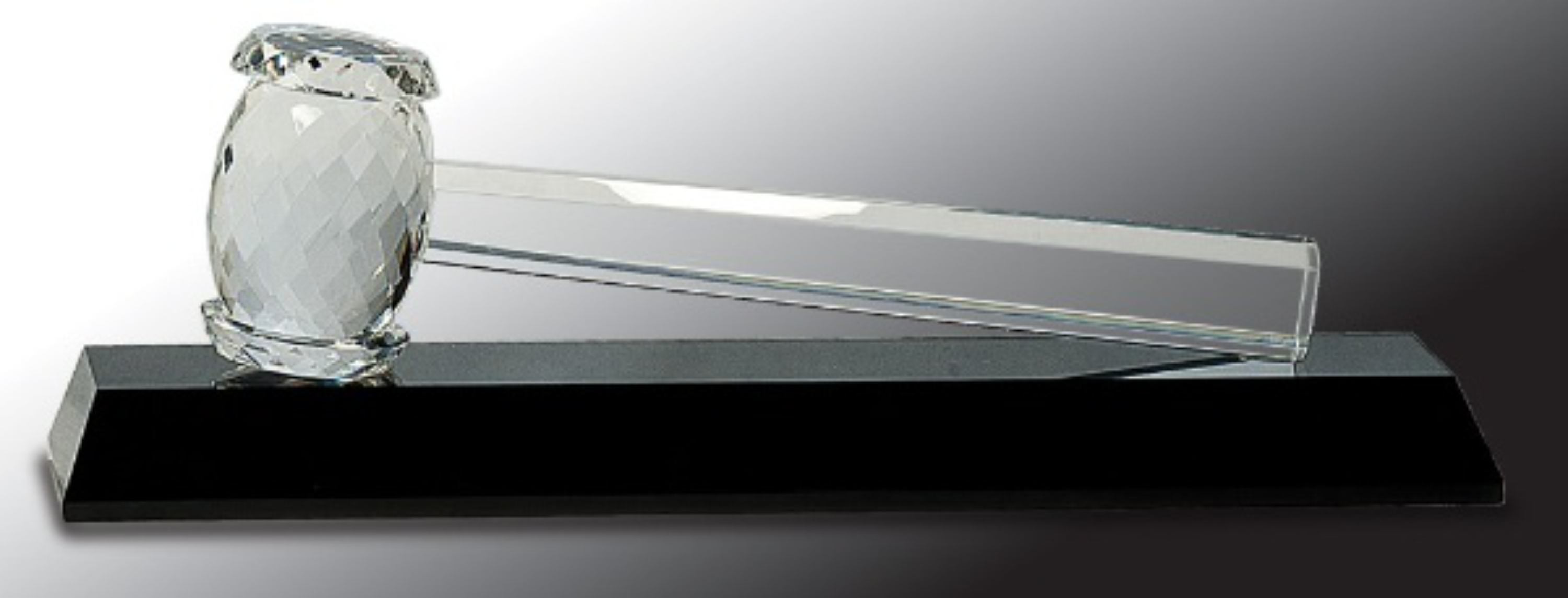 13 7/8" x 4 1/4" Crystal Gavel on Black Base Crystal Award 3