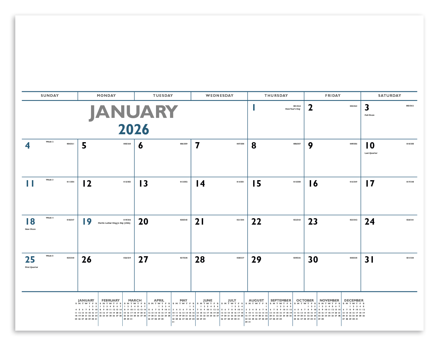 Triumph® Calendars Blue & Black Desk Pad 4