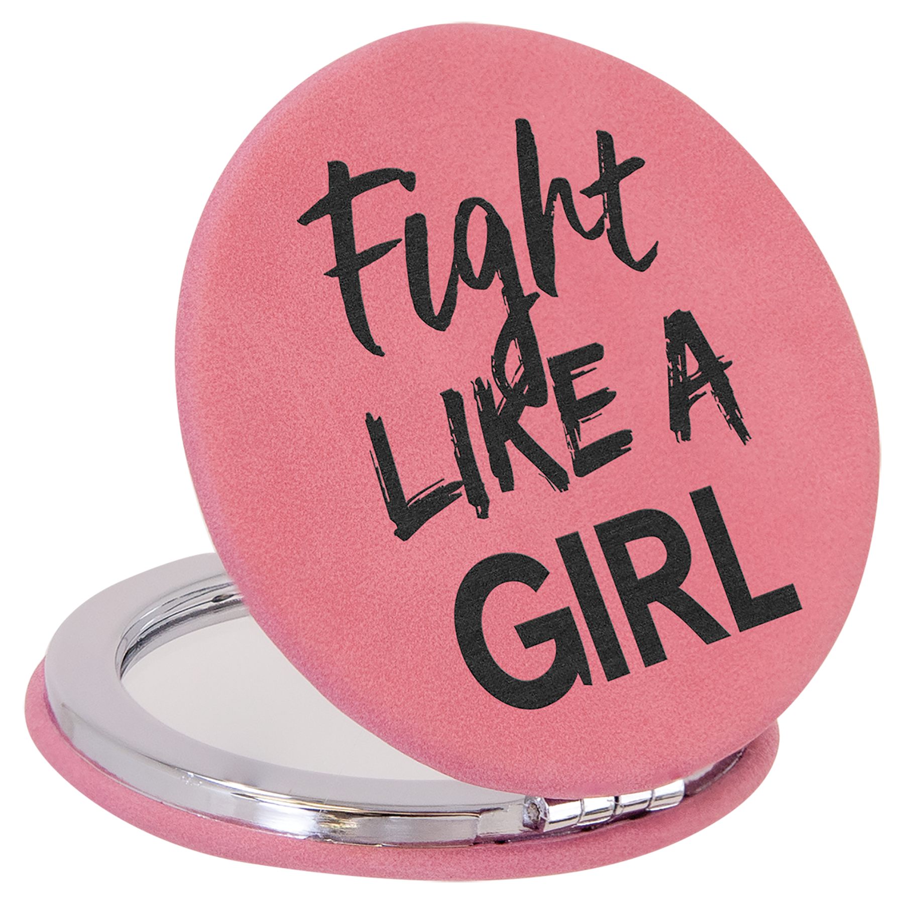 2 1/2" Pink Leatherette Compact Mirror 2
