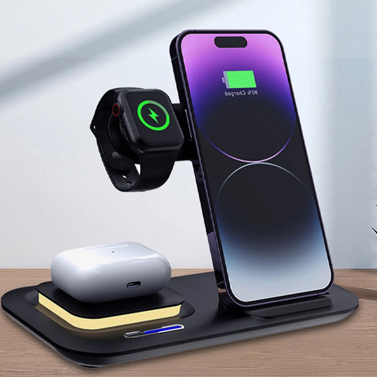3-in-1 15W Wireless Charging Station For Phone Watch Earphone 2