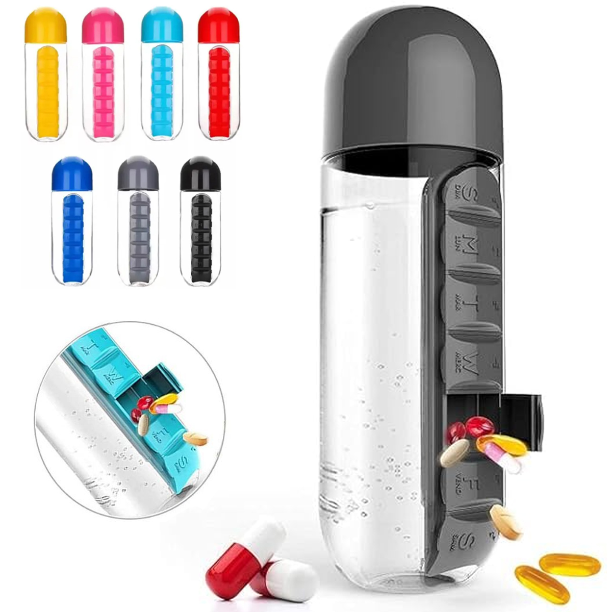 2-in-1 Pill Organizer Water Bottle 2