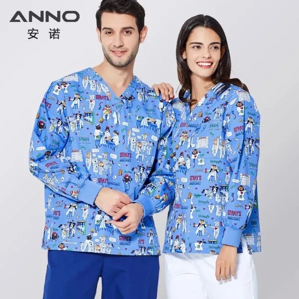 Long Sleeve All-Over Print Scrubs 5