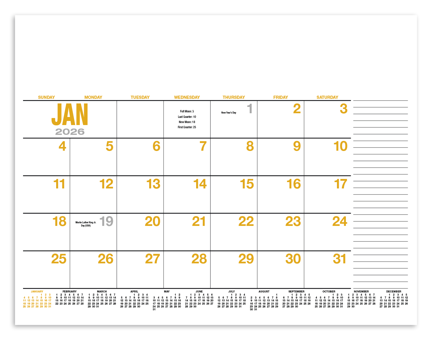 HotLine® Products 13-Month Desk Pad Calendar 26