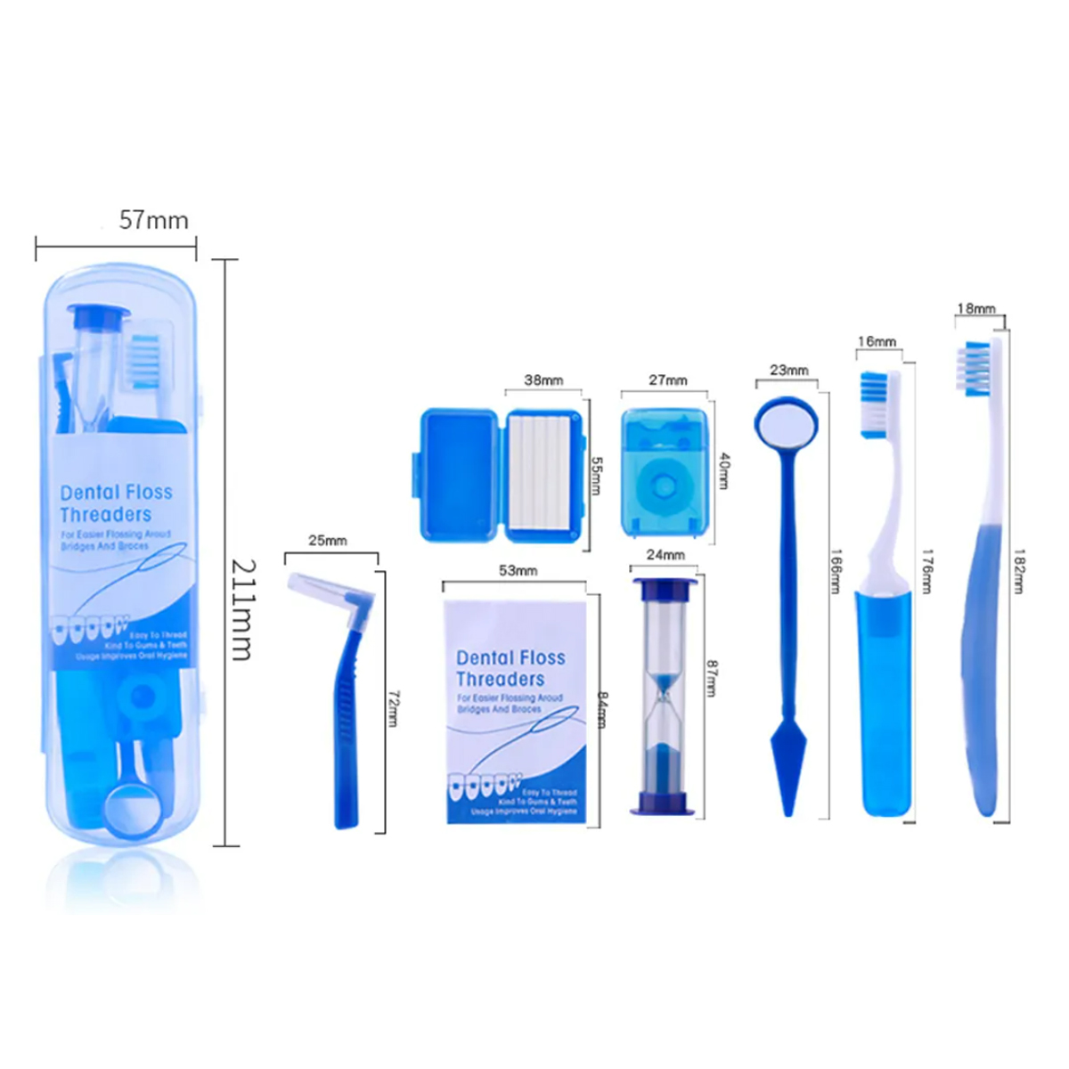 Orthodontic Oral Care Kit 8 Piece Set with Brush Floss 7