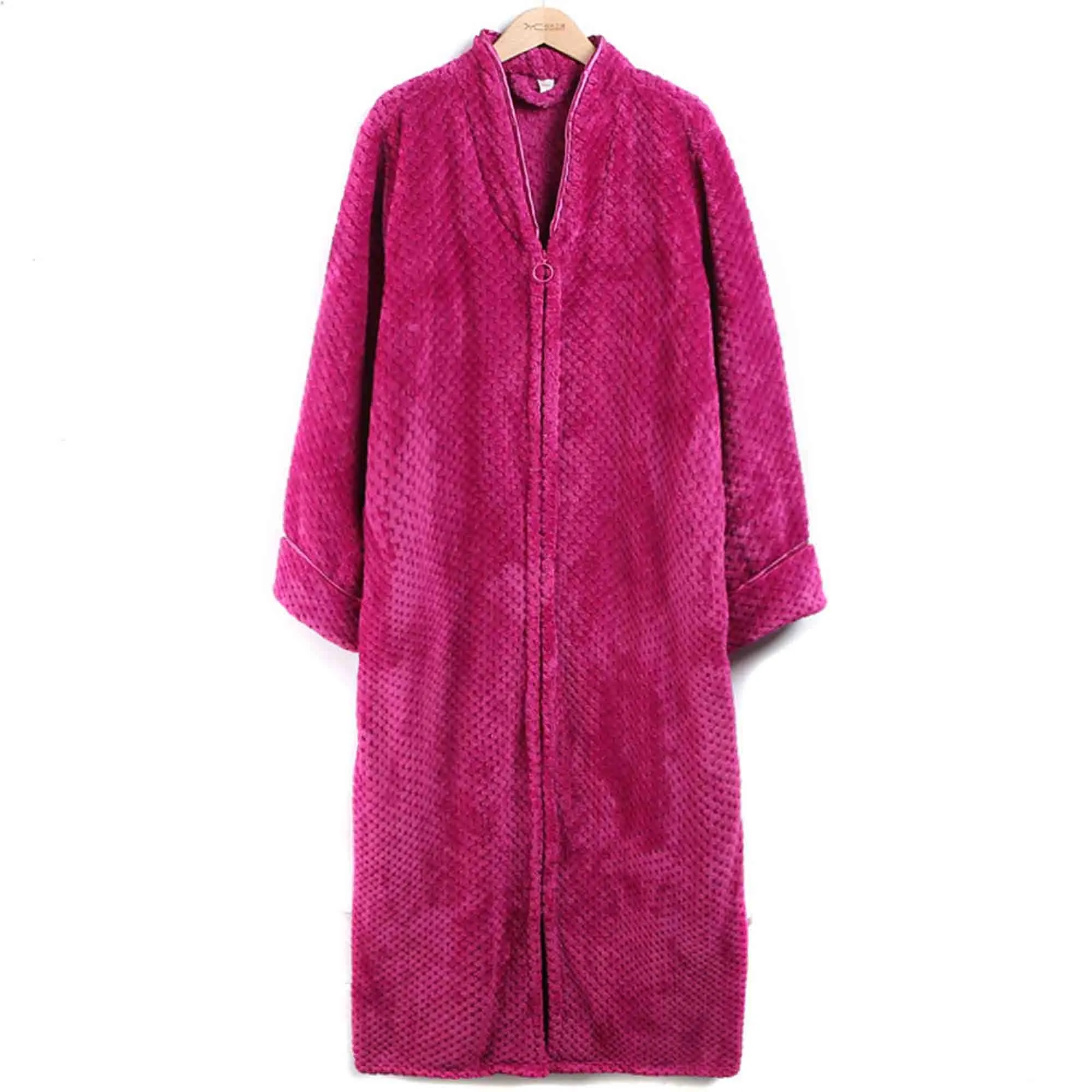 Unisex Flannel Zip Warm Robe 3