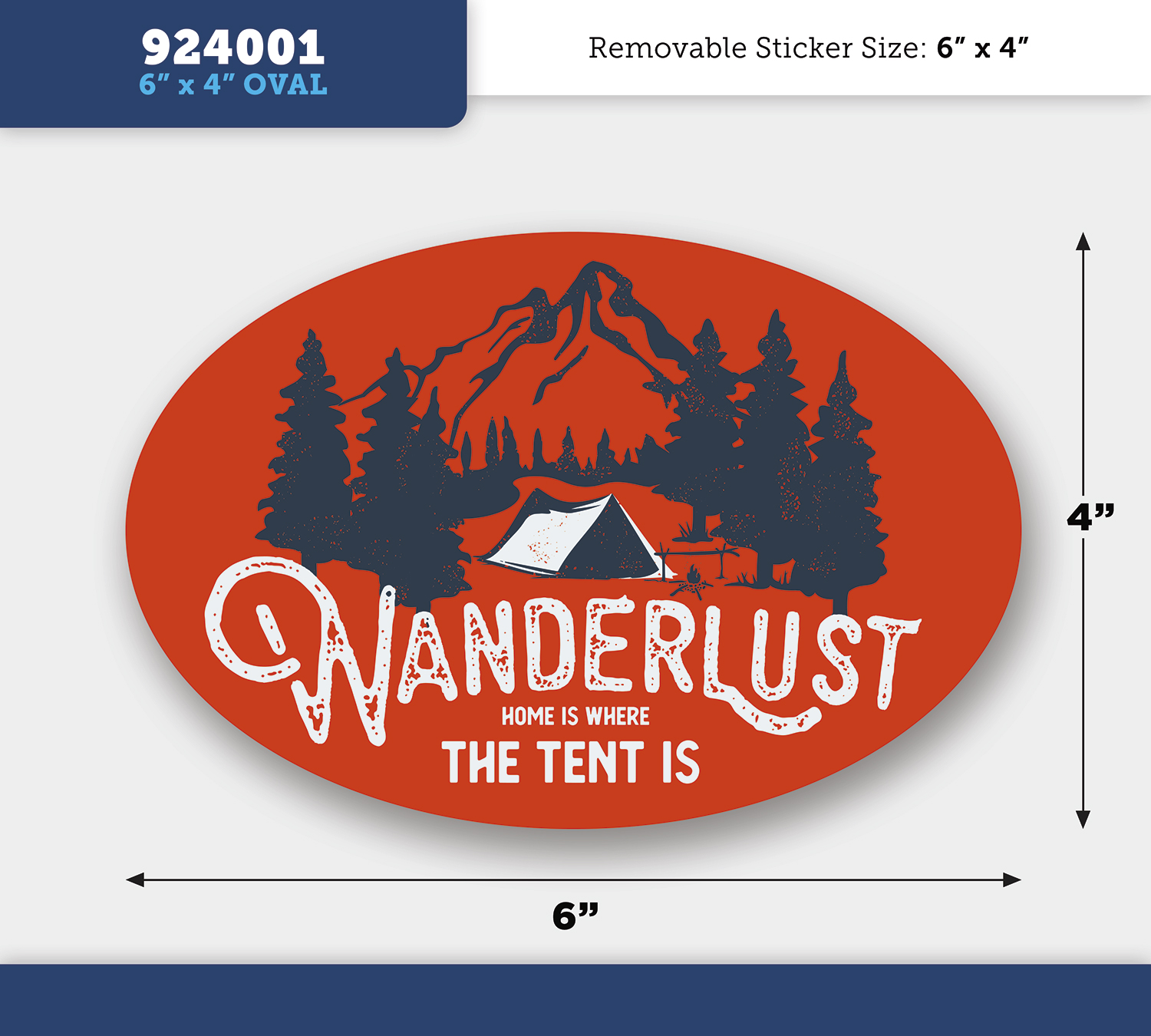 Oval - Permanent Outdoor Sticker - 6" x 4" 3
