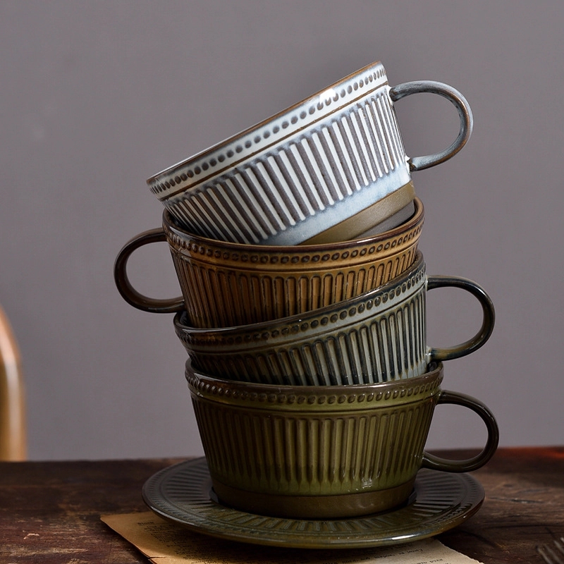 Custom 10 oz Ceramic Coffee Mug Saucer Set 5