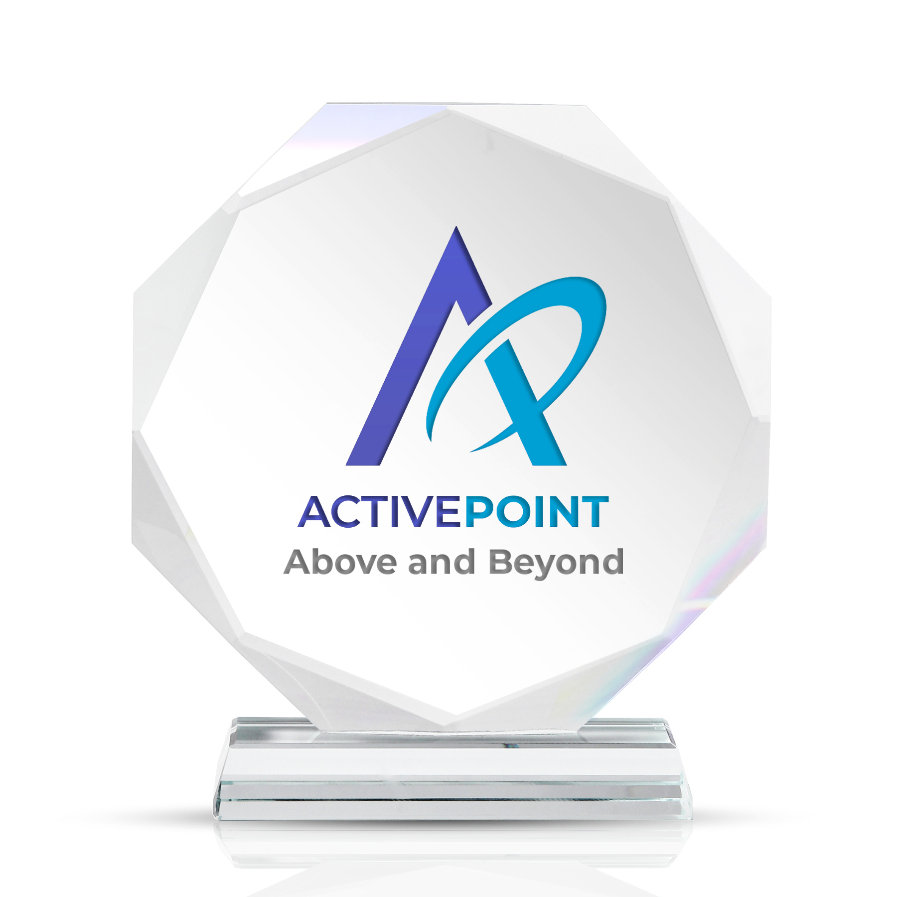 Round Faceted Crystal Award With Clear Pedestal Base 2