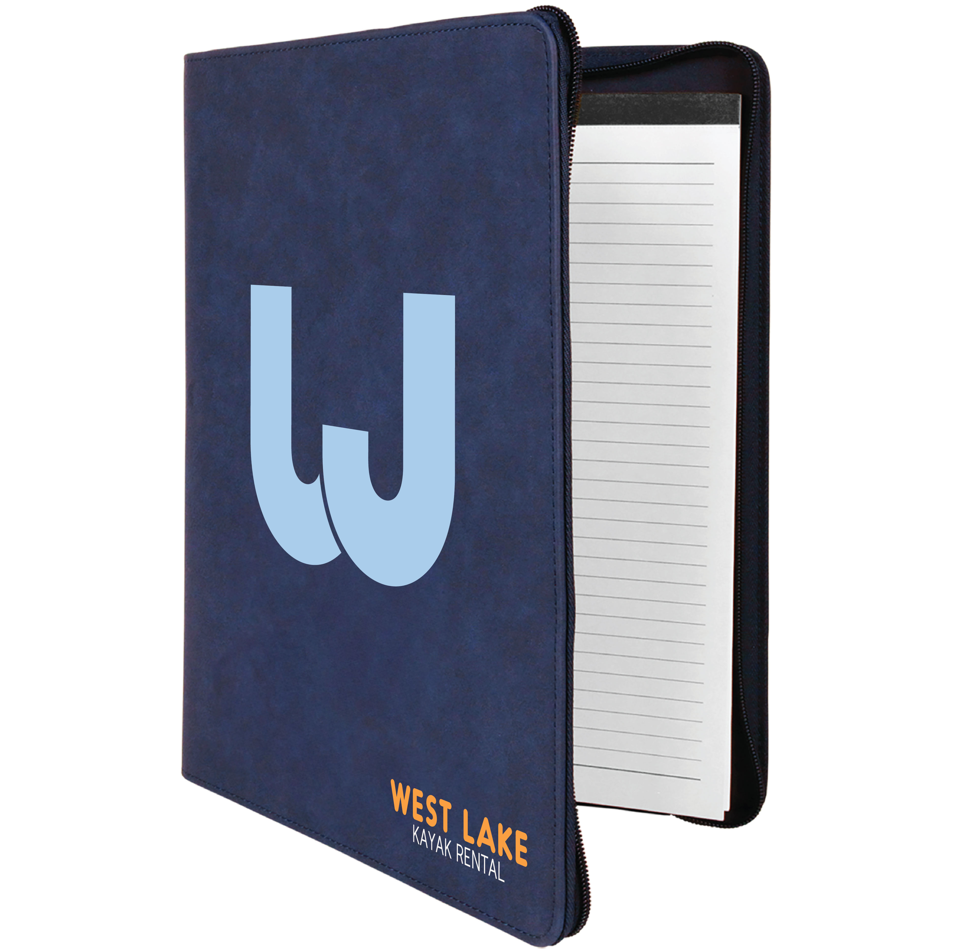 9" x 12" Leatherette Blue/Black Portfolio with Zipper