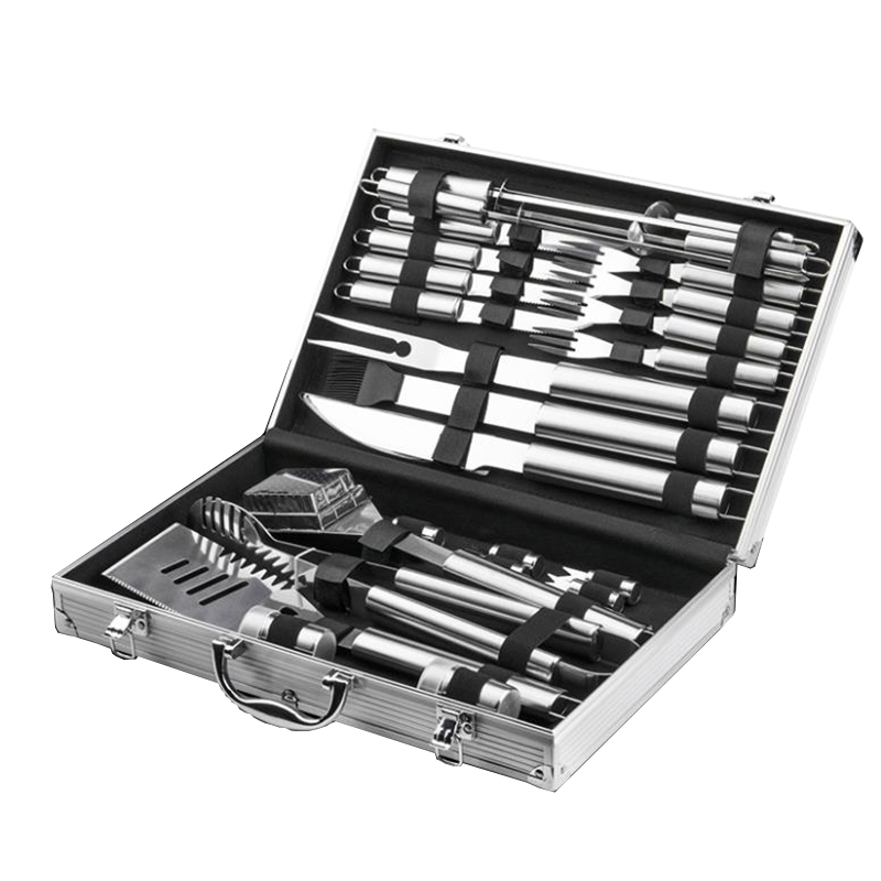 BBQ Grill Accessories Set, 26 Pieces of Stainless Steel Barbecue Tools With Aluminum Box 2