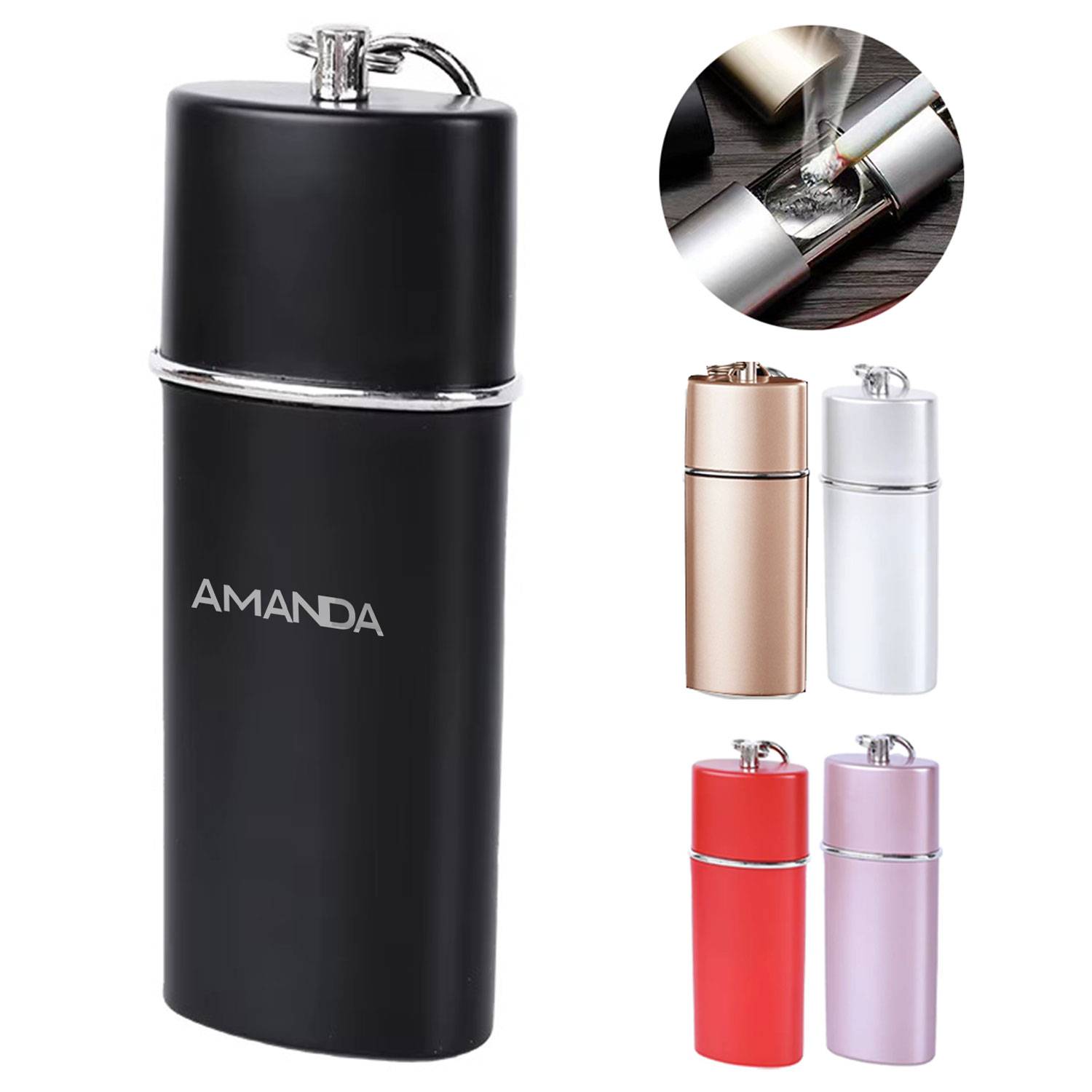 Portable Anti-scald Mini Travel Metal Ashtray w/ Keychain 8