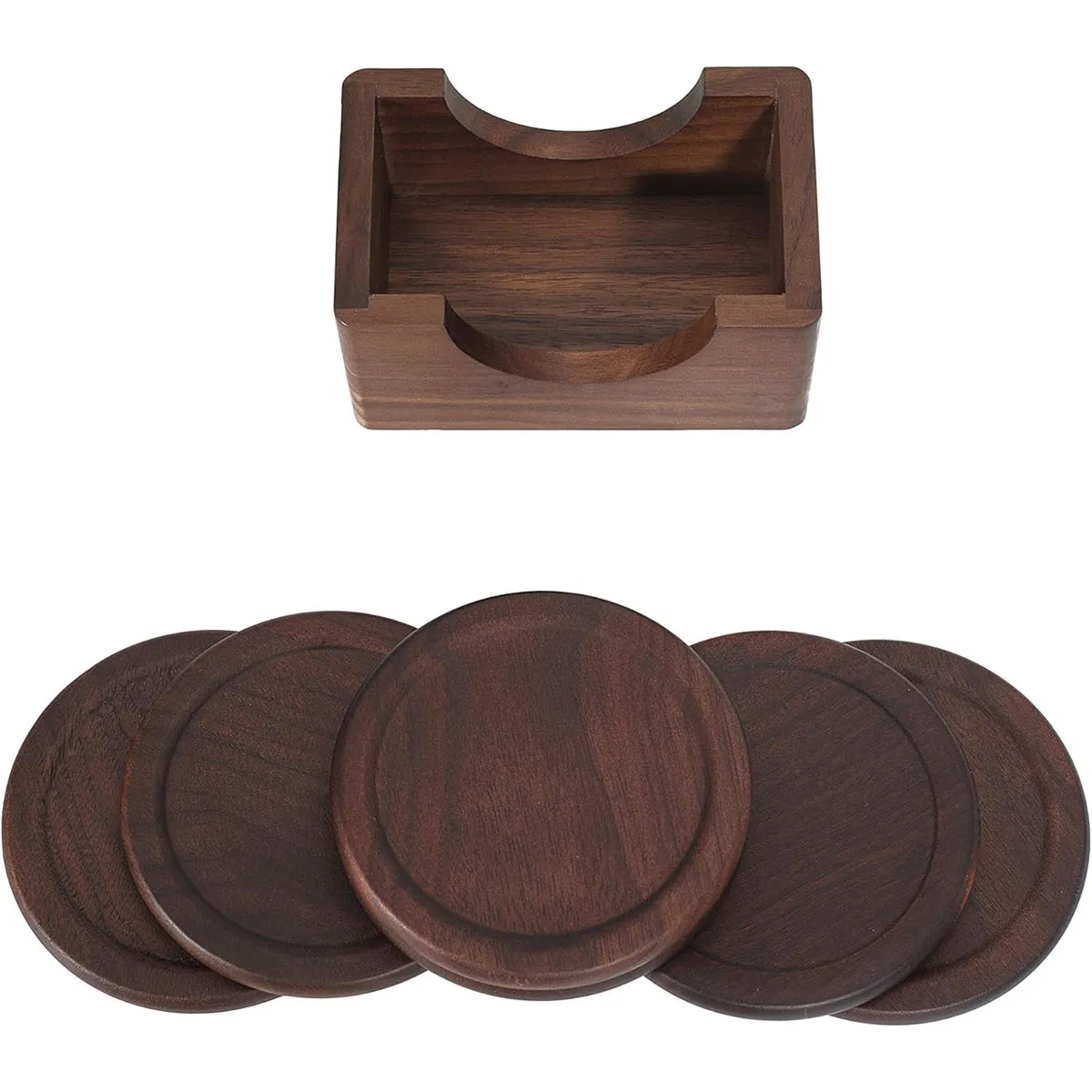 6pcs Round Wooden Coasters Set 3