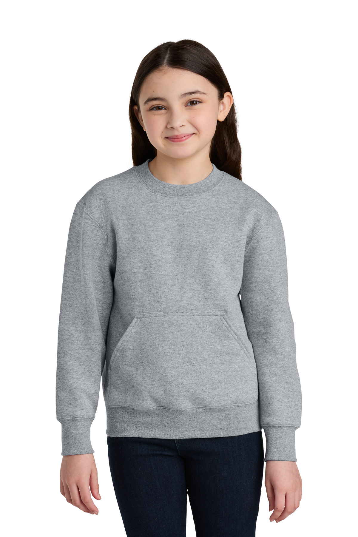 Port & Co Youth Core Fleece Crewneck Pocket Sweatshirt PC78YPKT 50
