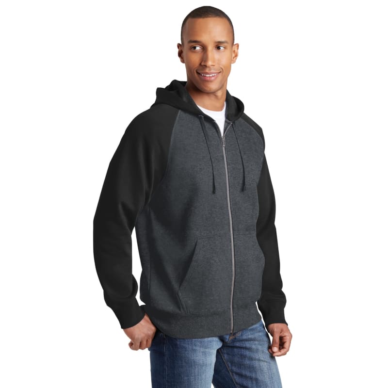 Sport-Tek Raglan Colorblock Full-Zip Hooded Fleece Jacket. 11