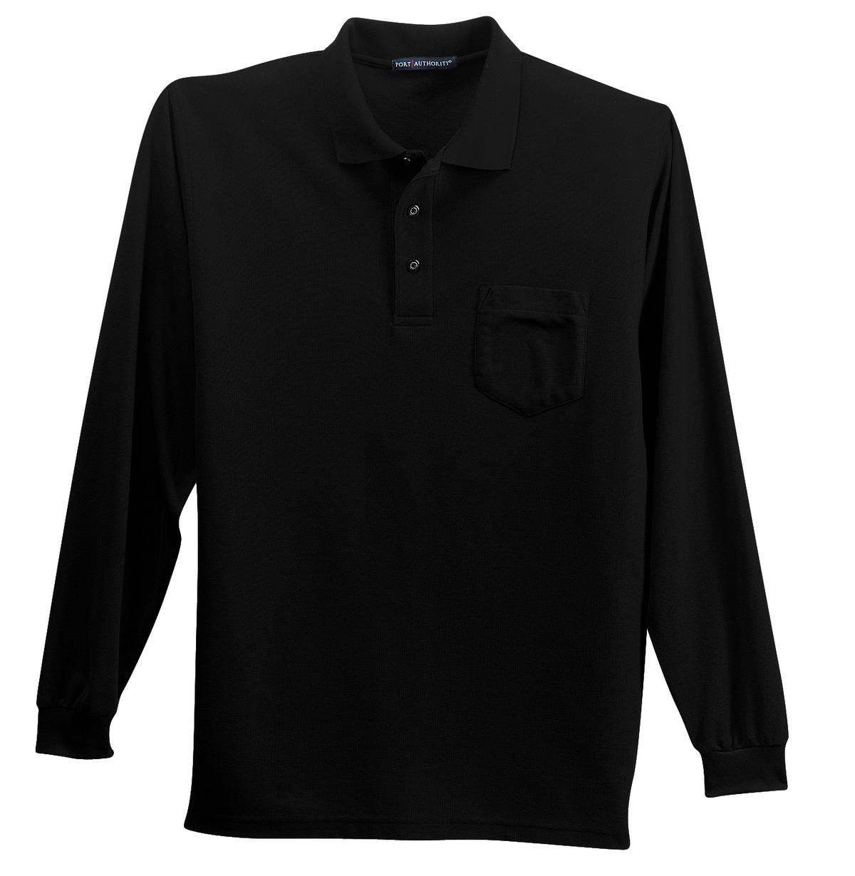 Long Sleeve Silk Touch Polo with Pocket