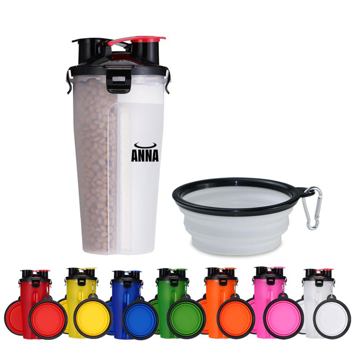 2 In 1 Pet Food Container With Collapse Bowl 2