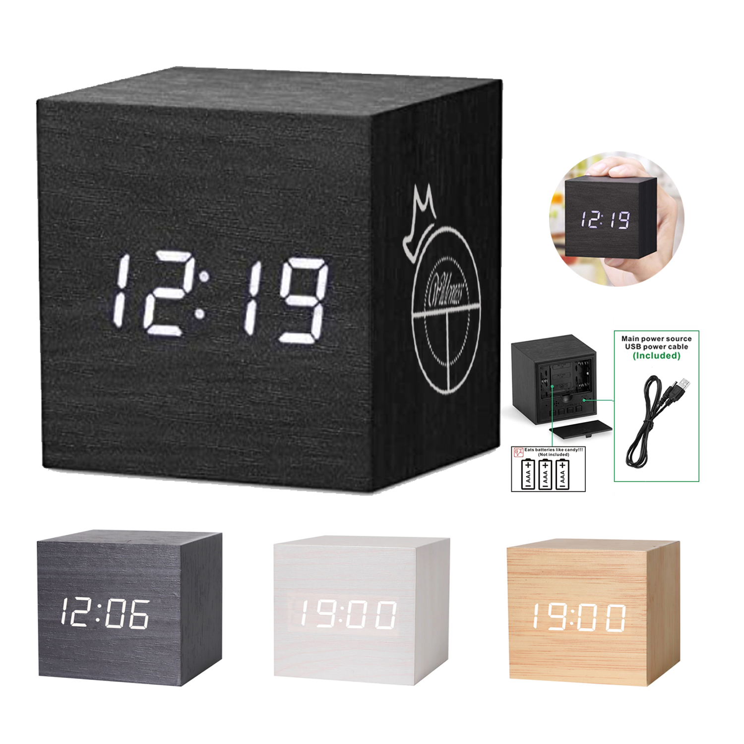 Wooden Cube Digital Alarm Clock 5