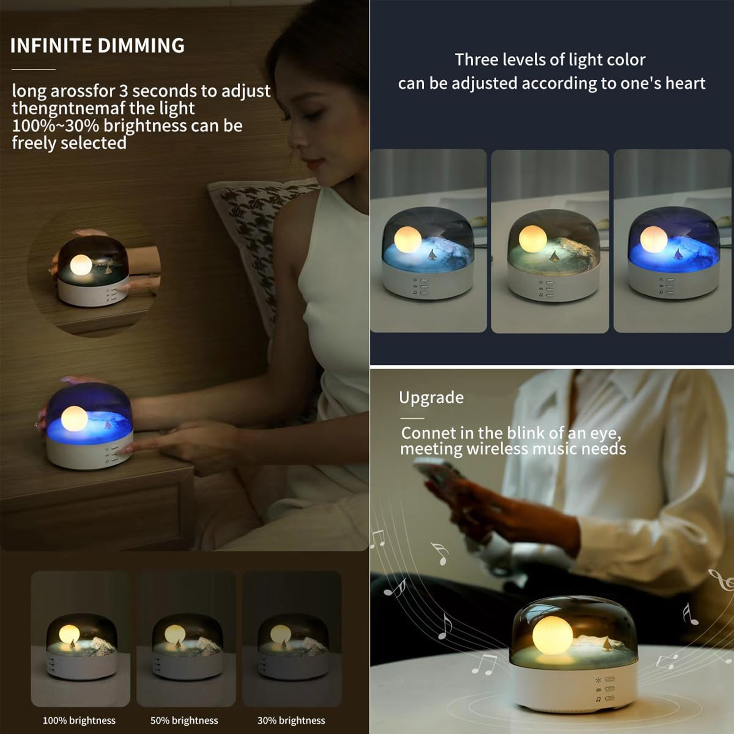 Creative Moon Rechargeable Bluetooth Speaker Led Night Light 4