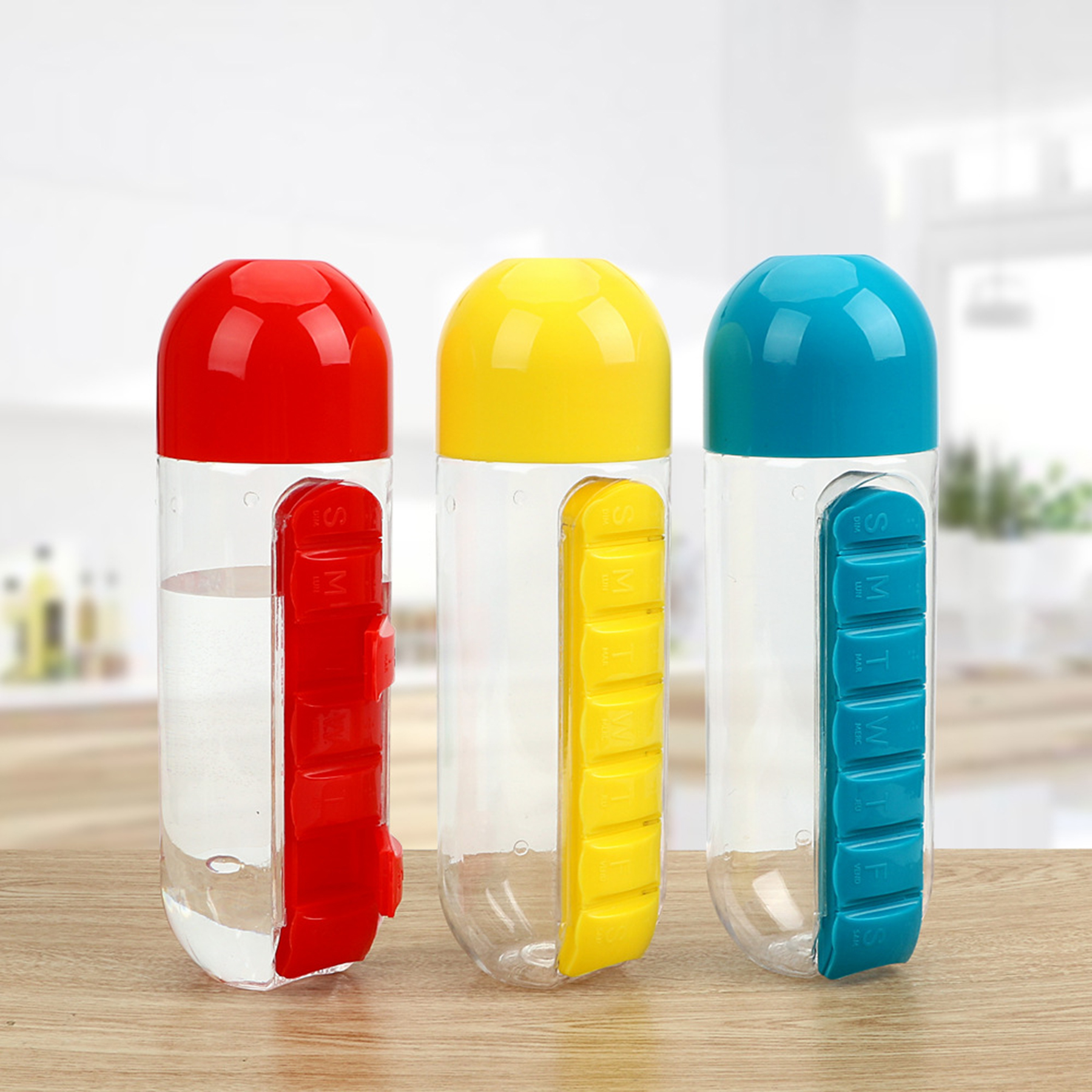 Plastic Water Bottle With Pill Organizer 3