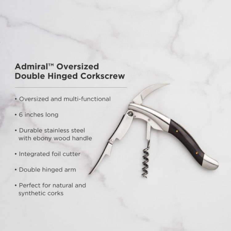 Viski® Admiral™ Oversized Double Hinged Corkscrew 4