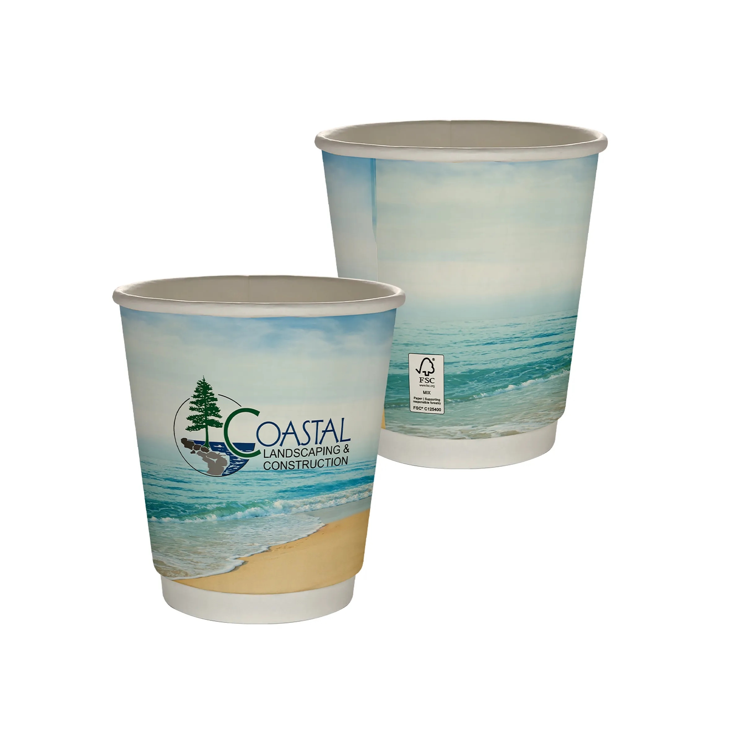 10 oz Full Color Seaside Insulated Paper Cup