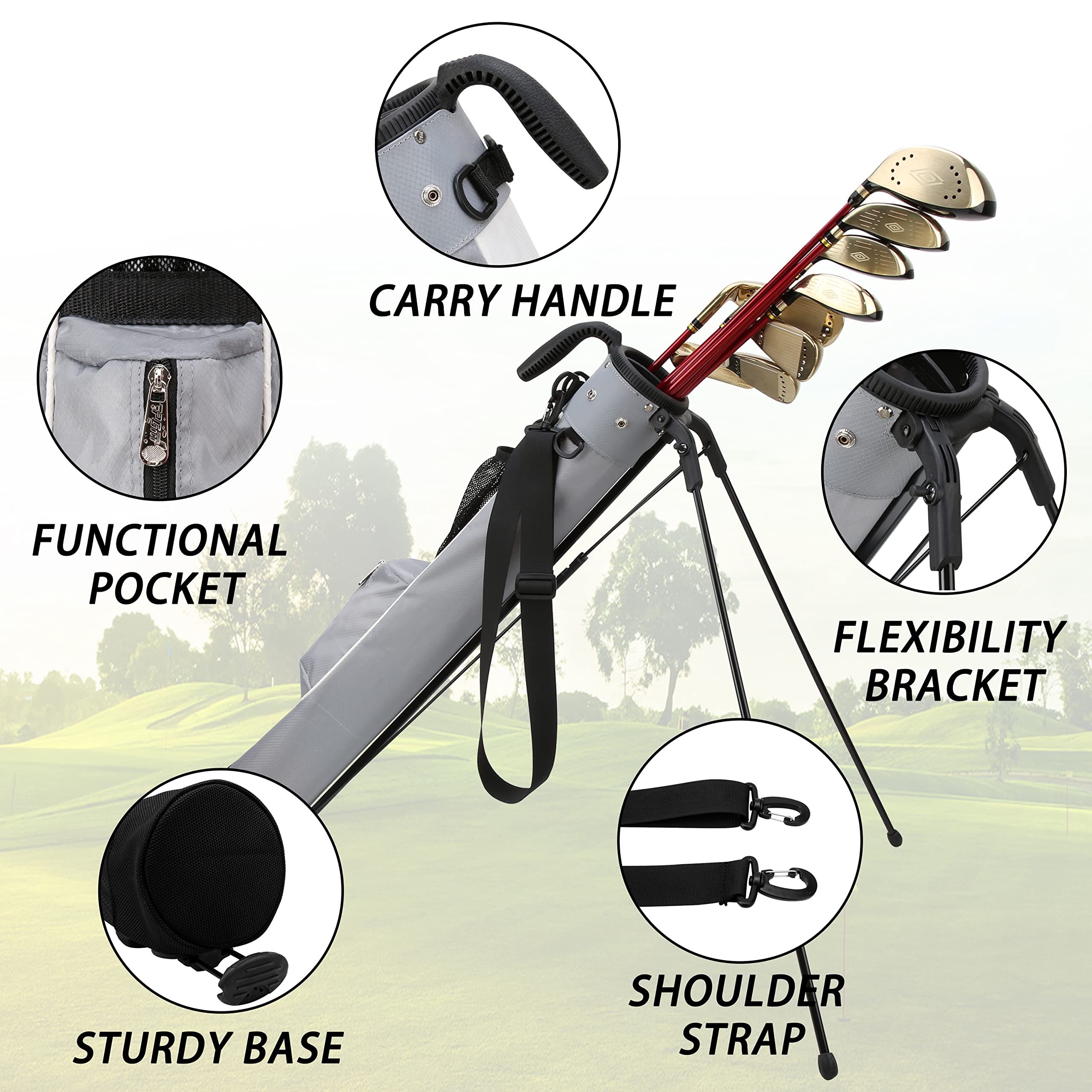 Lightweight Golf Stand Bag with Dual Shoulder Straps 4