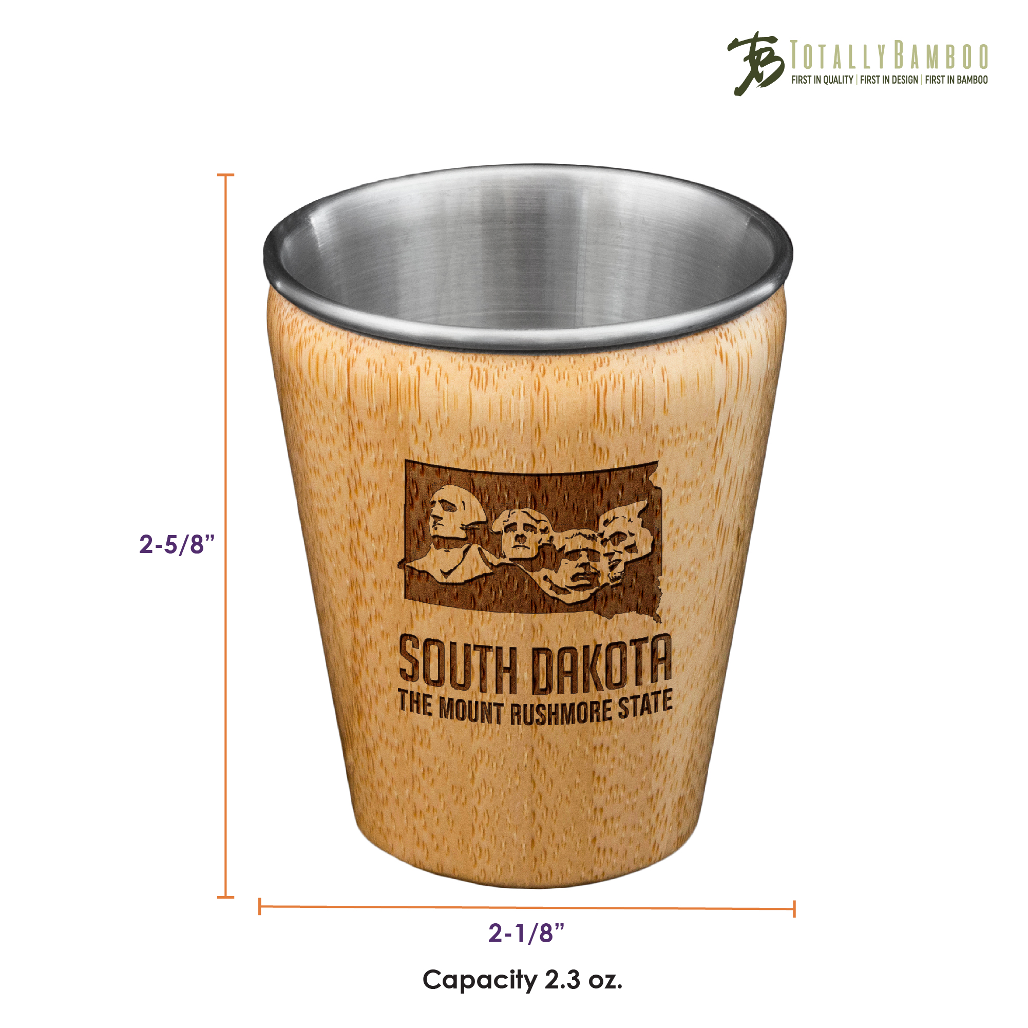 South Dakota State Bamboo and Stainless Steel Shot Glass 4