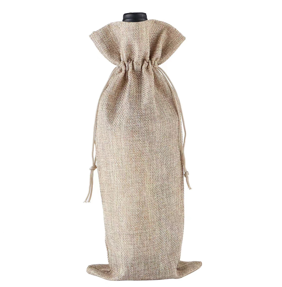 Burlap Wine Tote Bag 2