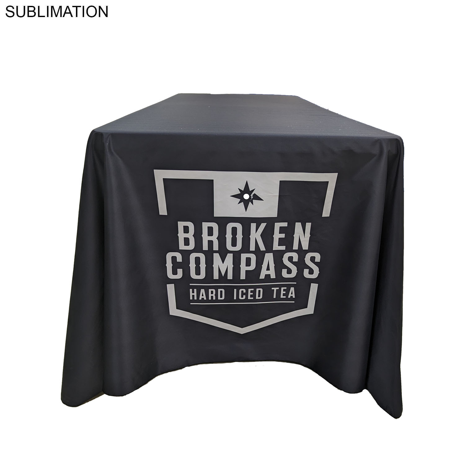 24Hr Express Ship - Sublimated PREMIUM Cloth for 6' table, Drape style, Closed Back, Rounded Corners 6