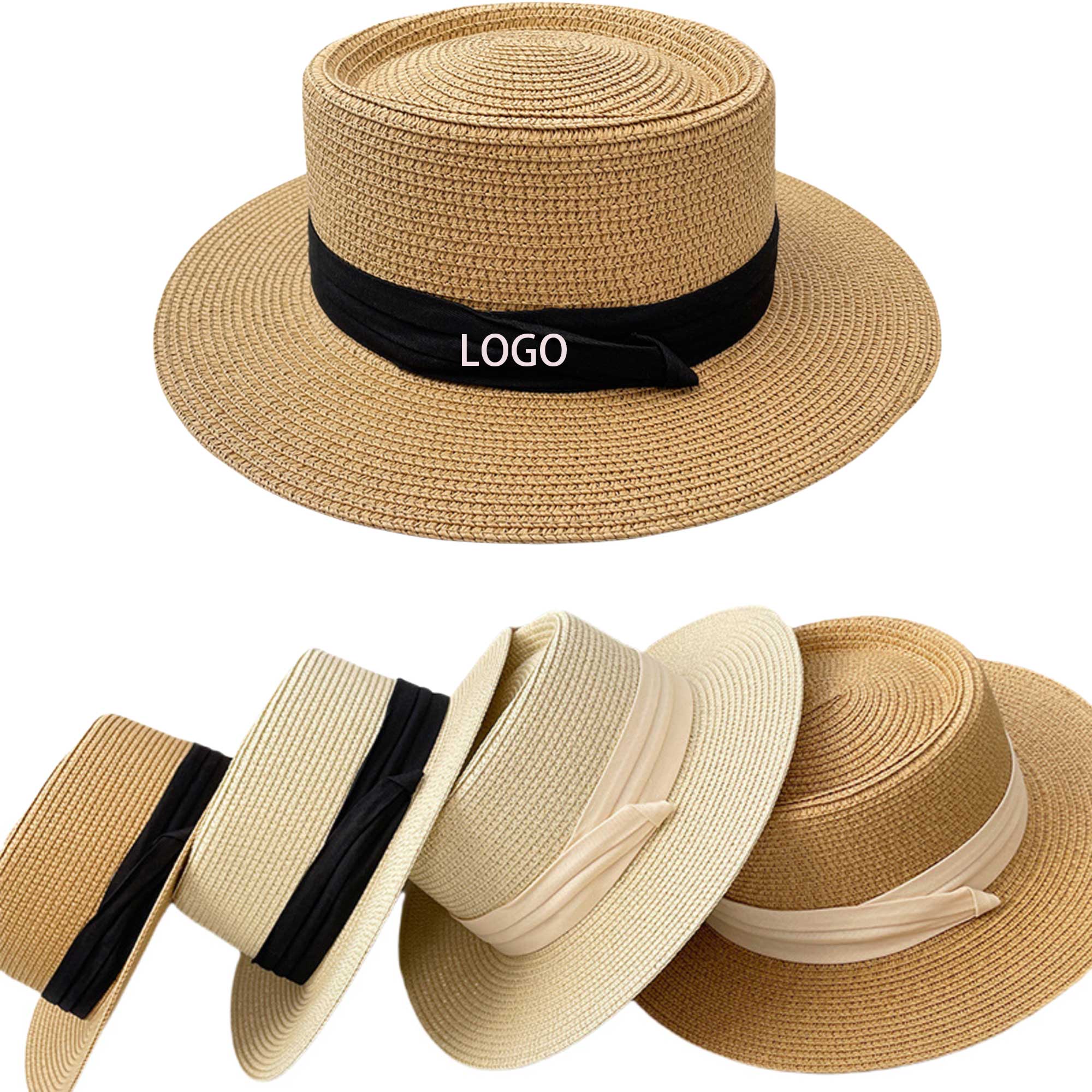 Vintage Flat Wide Brim Straw Hat 2