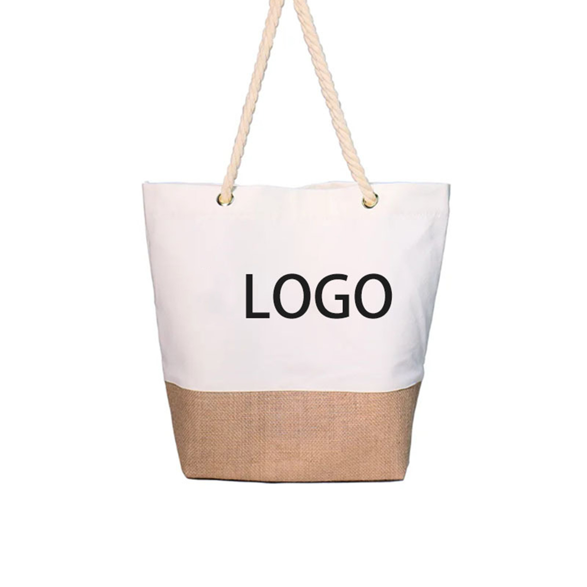 Hand-held Patchwork Style Canvas Tote Bag, custom tote bag with logo imprint 2