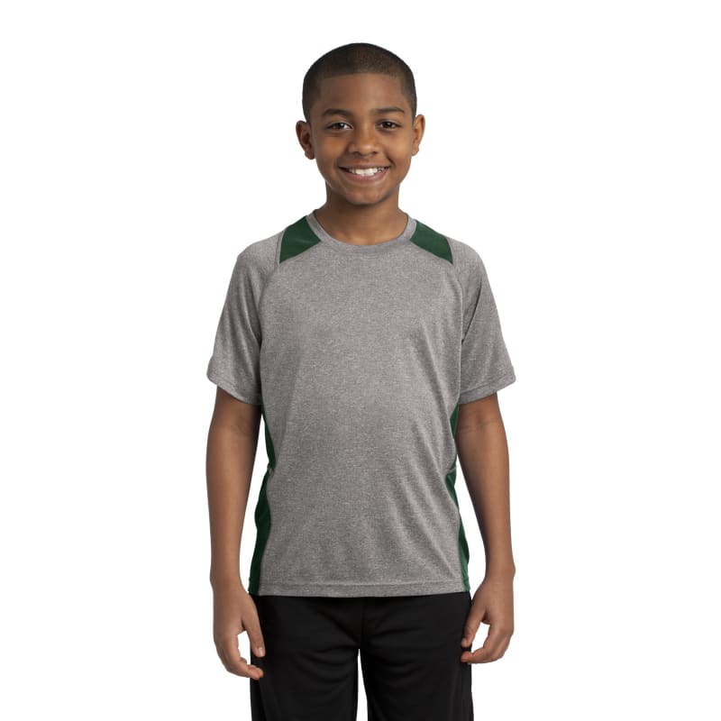 Sport-Tek Youth Heather Colorblock Contender Tee. 49