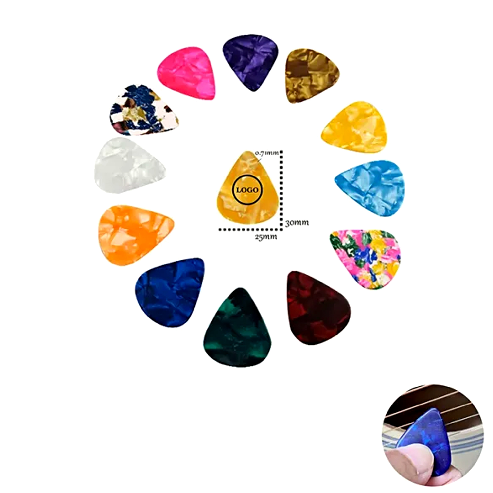 Assorted Lightweight Celluloid Guitar Picks ?C Variety Pack 2