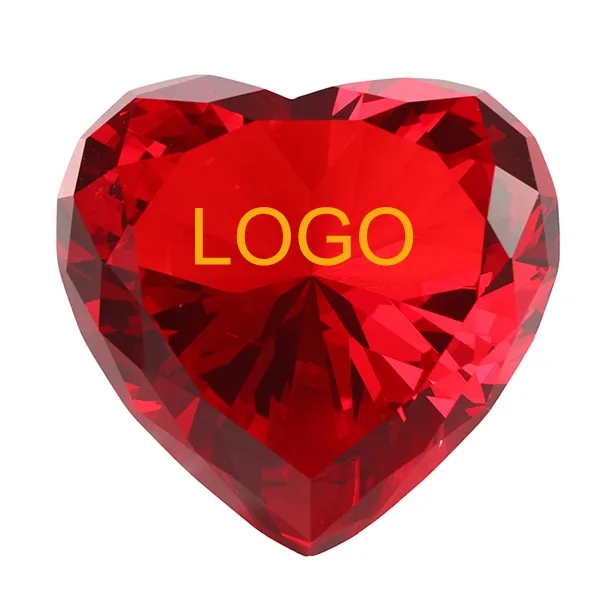 Engraved Crystal Heart Diamond Paperweight 3