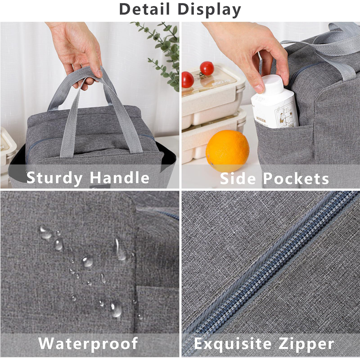 Portable Lunch Cooler Bag w/ Side Pockets 5