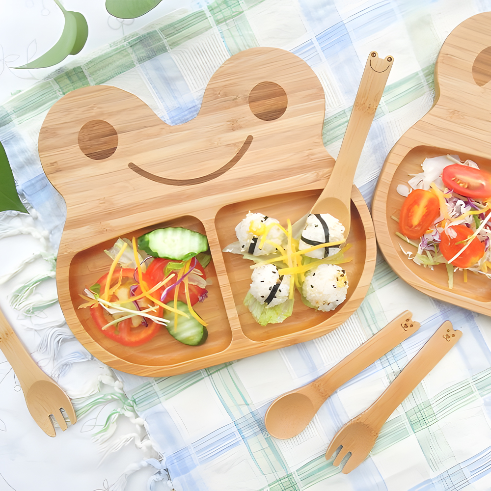 Custom Shape Bamboo Plate + Spoon + Fork Set 3