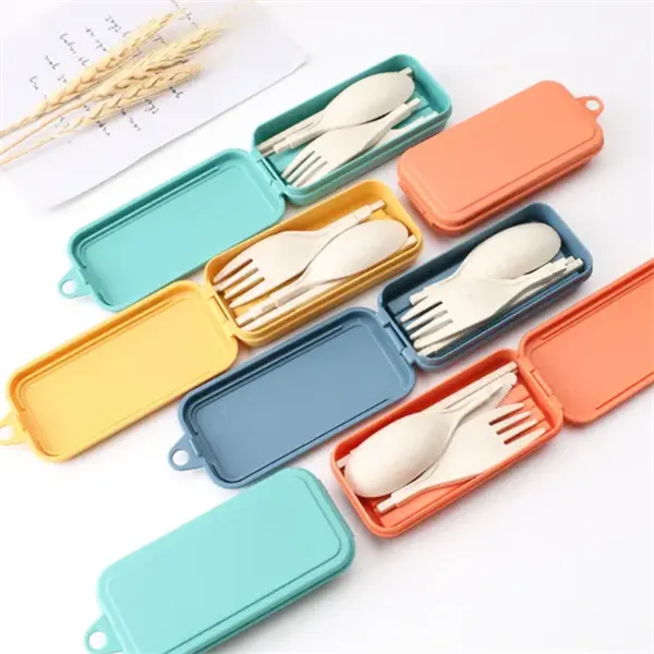 Foldable Wheat Straw Cutlery Set 4