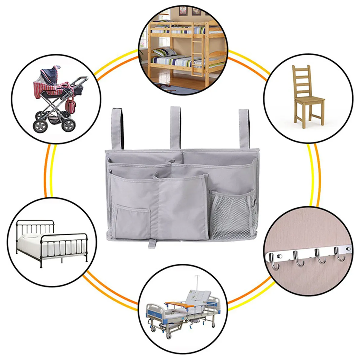 8 Pockets Waterproof Hanging Shelf Bedside Storage Caddy 2