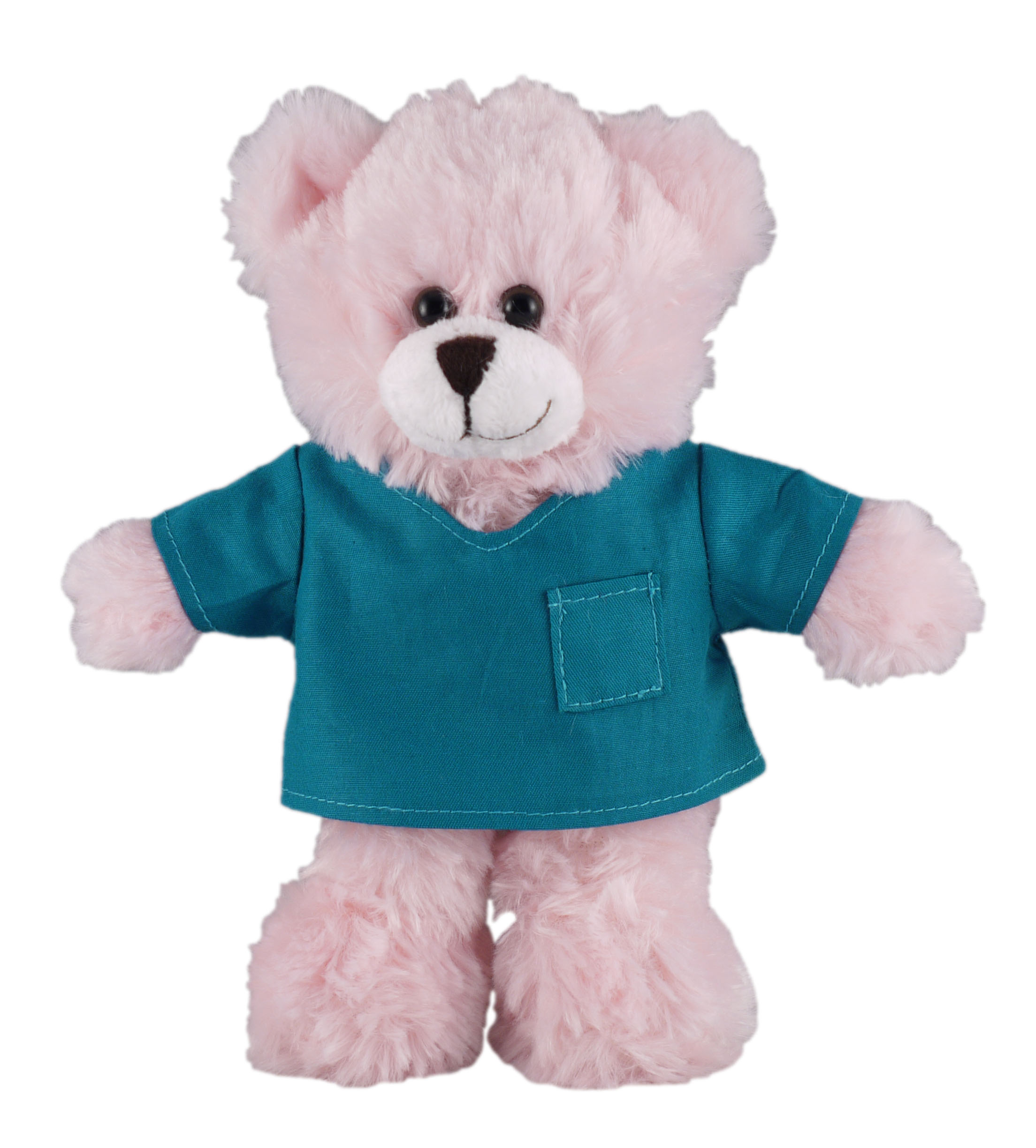 Soft Plush Stuffed Pink Bear in scrub shirt