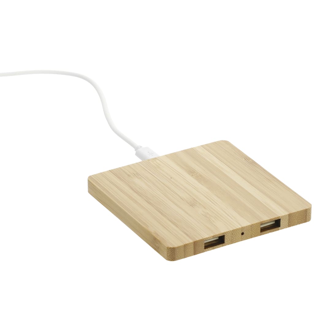 FSC® 100% Bamboo Wireless Charge Pad w/Dual Output 20