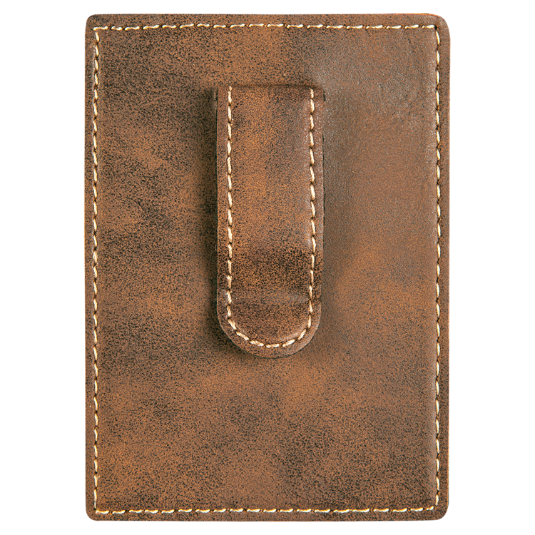 4" x 2 3/4" Rustic/Gold Leatherette Wallet Clip 3